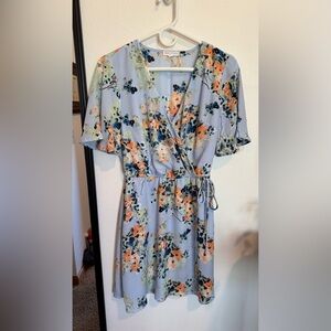 Socialite Blue Floral Mini Wrap Dress
